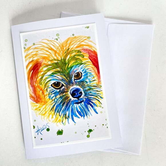 Max Dog Painting Art Print 5x7in Blank Greeting Card and Envelope All Occasion - Picture 4 of 4